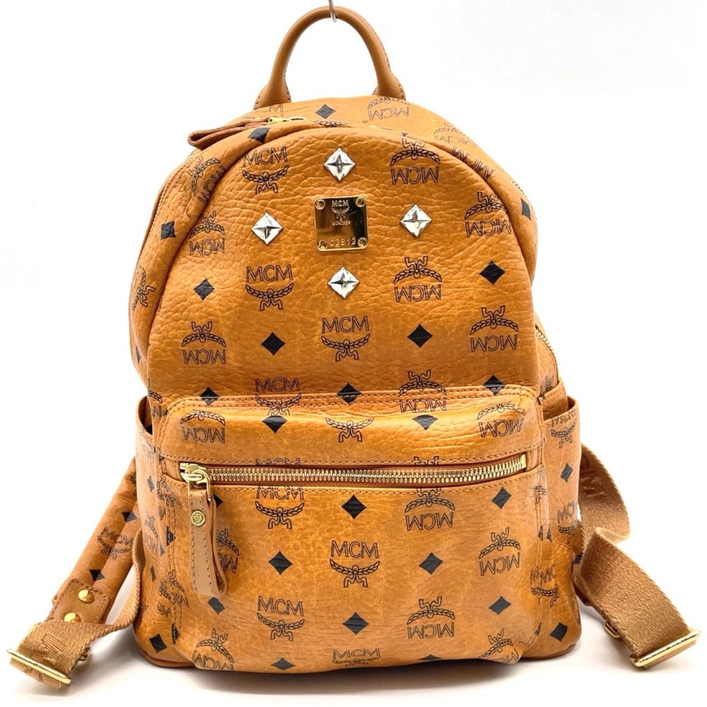 Authentic MCM Brown Leather Stark Stud Backpack Bag